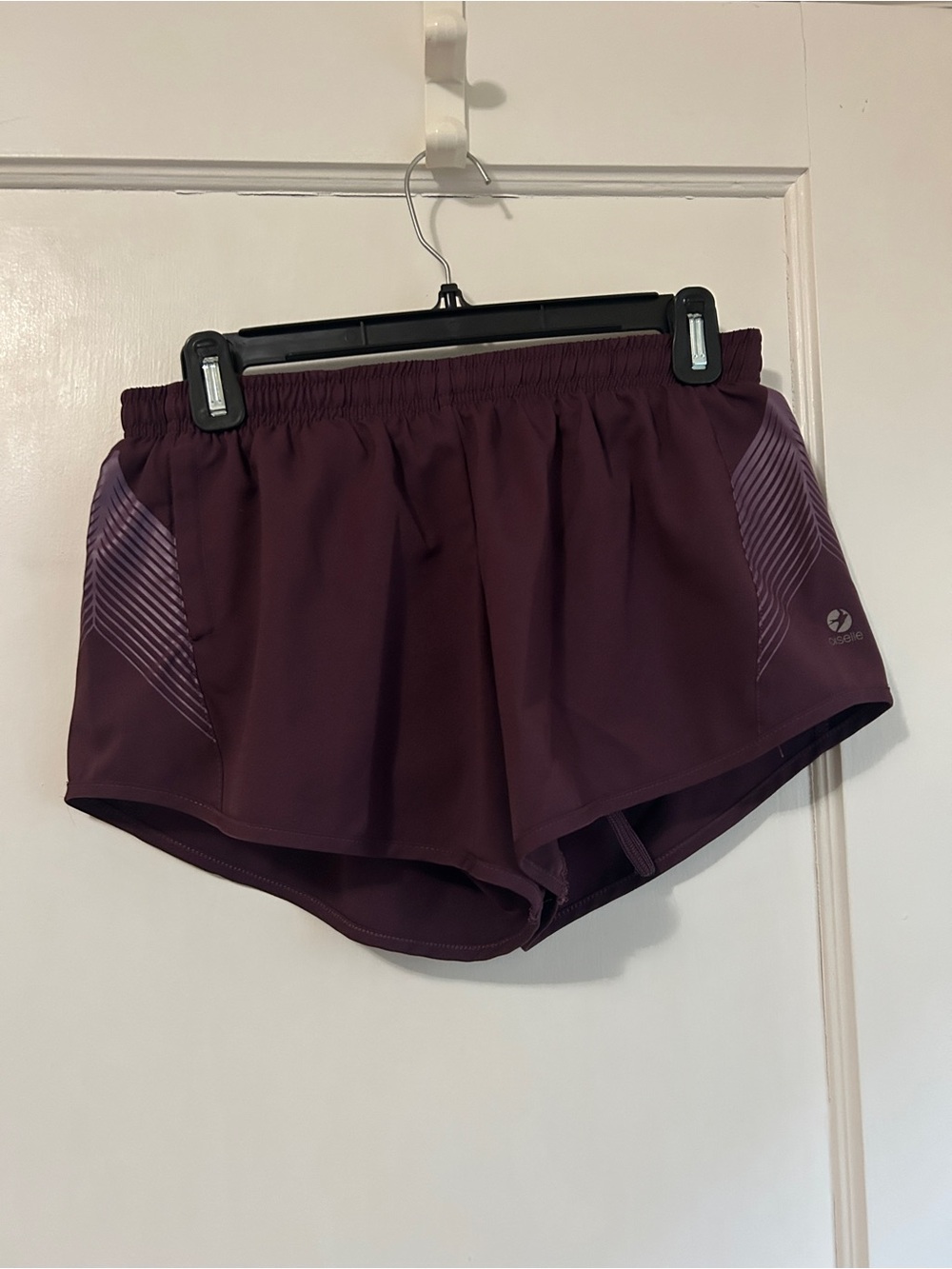 oiselle Plum Athletic Running Shorts with Subtle Stripe Accents - Size 4